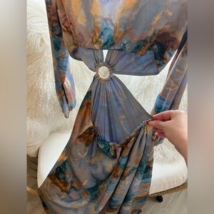 Gizelle Marble Satin Maxi Dress XL